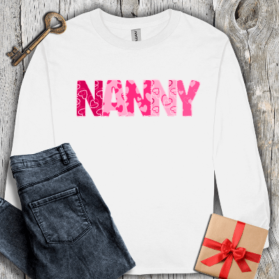 Long-sleeve White / S Nanny Hearts Long Sleeve Tee