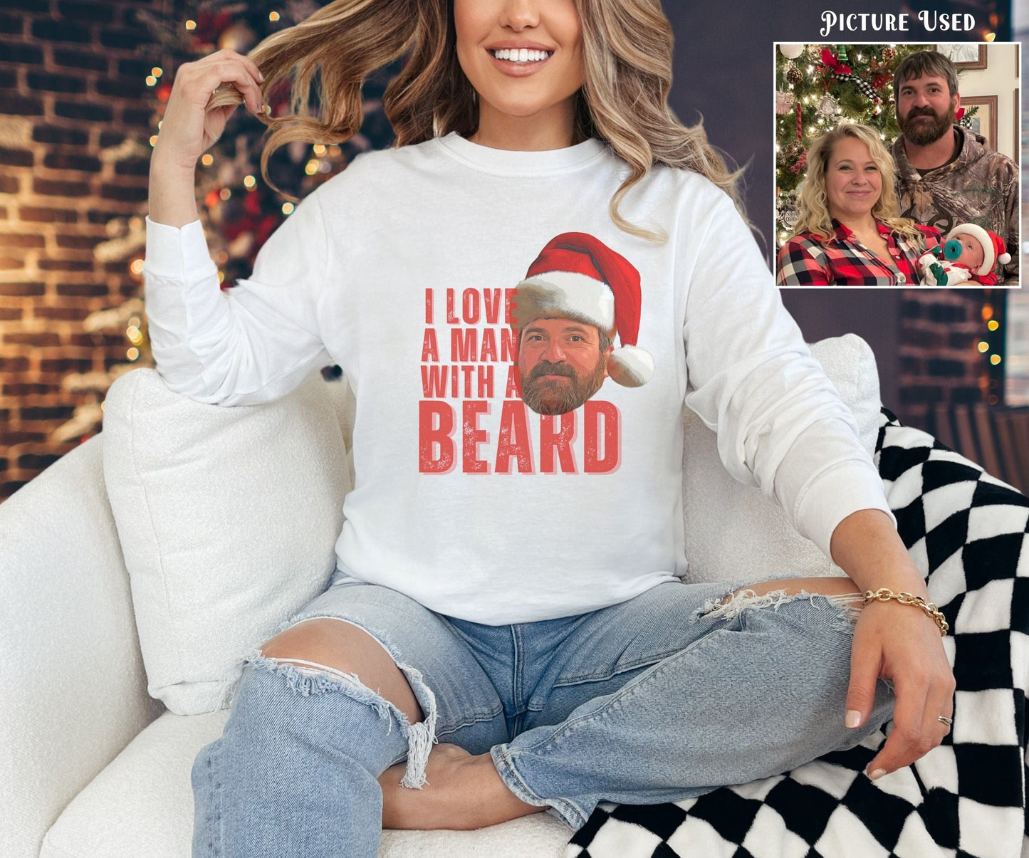 Long-sleeve White / S Personalized Man With A Beard Comfort Colors® Long Sleeve Tee