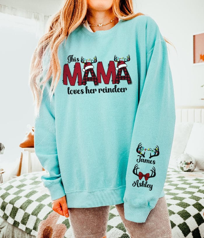 Sweatshirt Chalky Mint / S Mama's Reindeer Comfort ColorsĀ® Sweatshirt