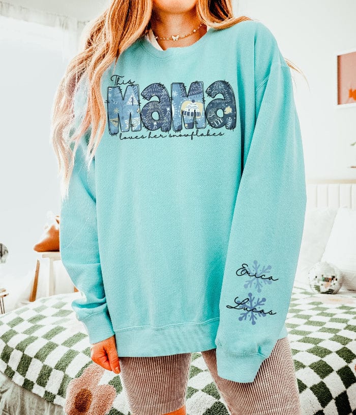 Sweatshirt Chalky Mint / S Mama's Snowflakes Comfort ColorsĀ® Sweatshirt