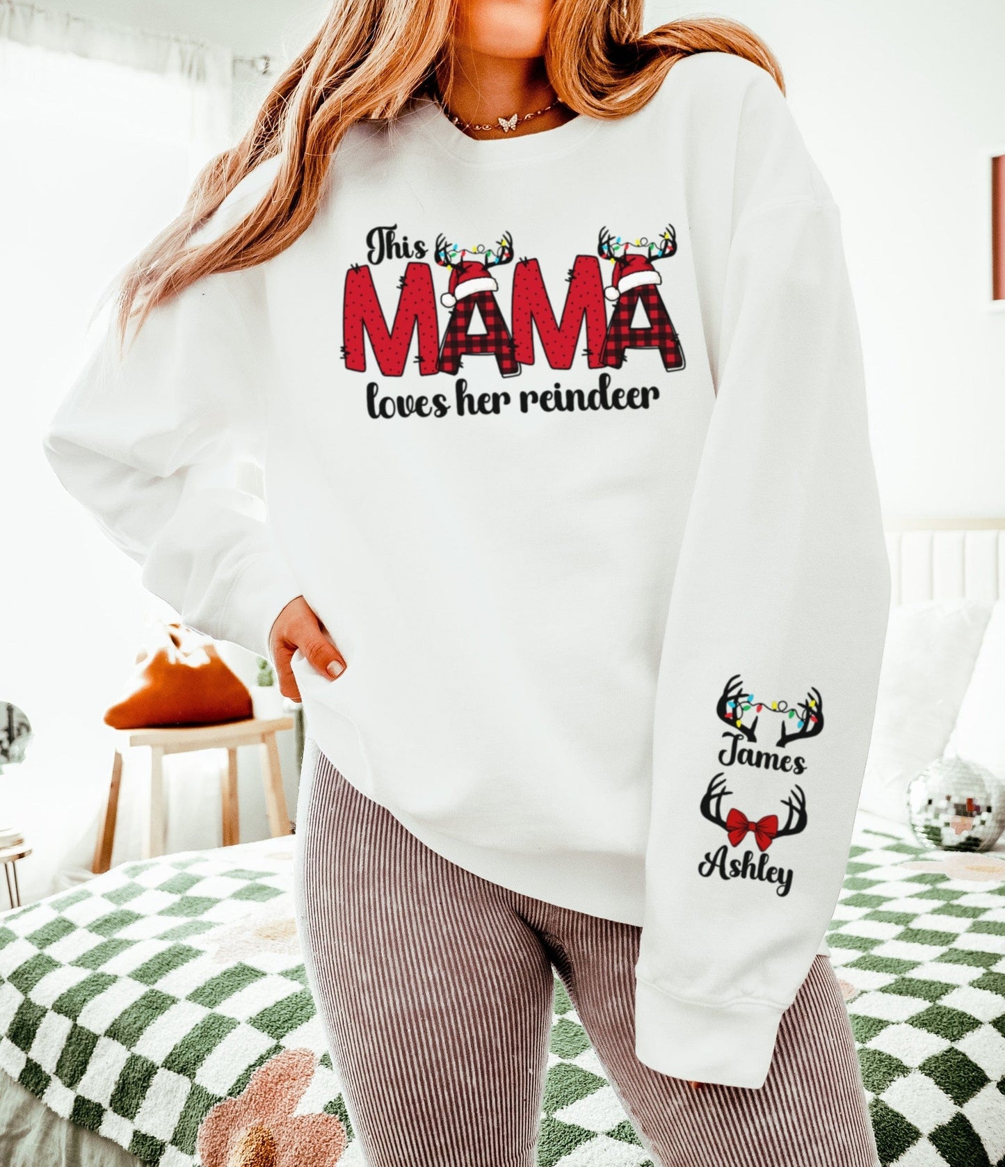 Sweatshirt White / S Mama's Reindeer Comfort ColorsĀ® Sweatshirt