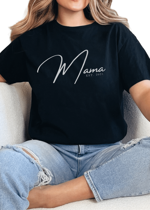 T-Shirt Black / S Personalized Mama EST Tee