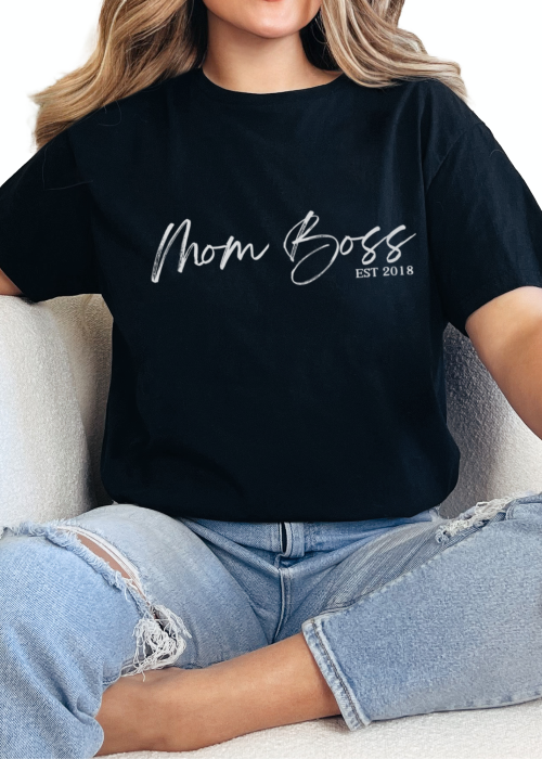 T-Shirt Black / S Personalized Mom Boss Tee