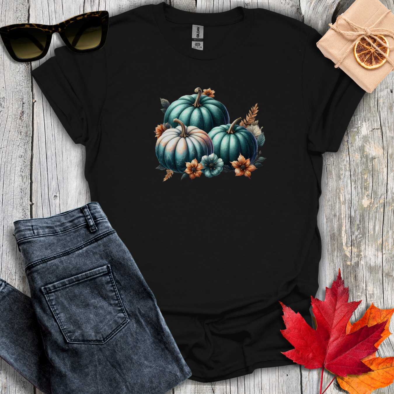 T-Shirt Black / S Pumpkins and Flowers Tee