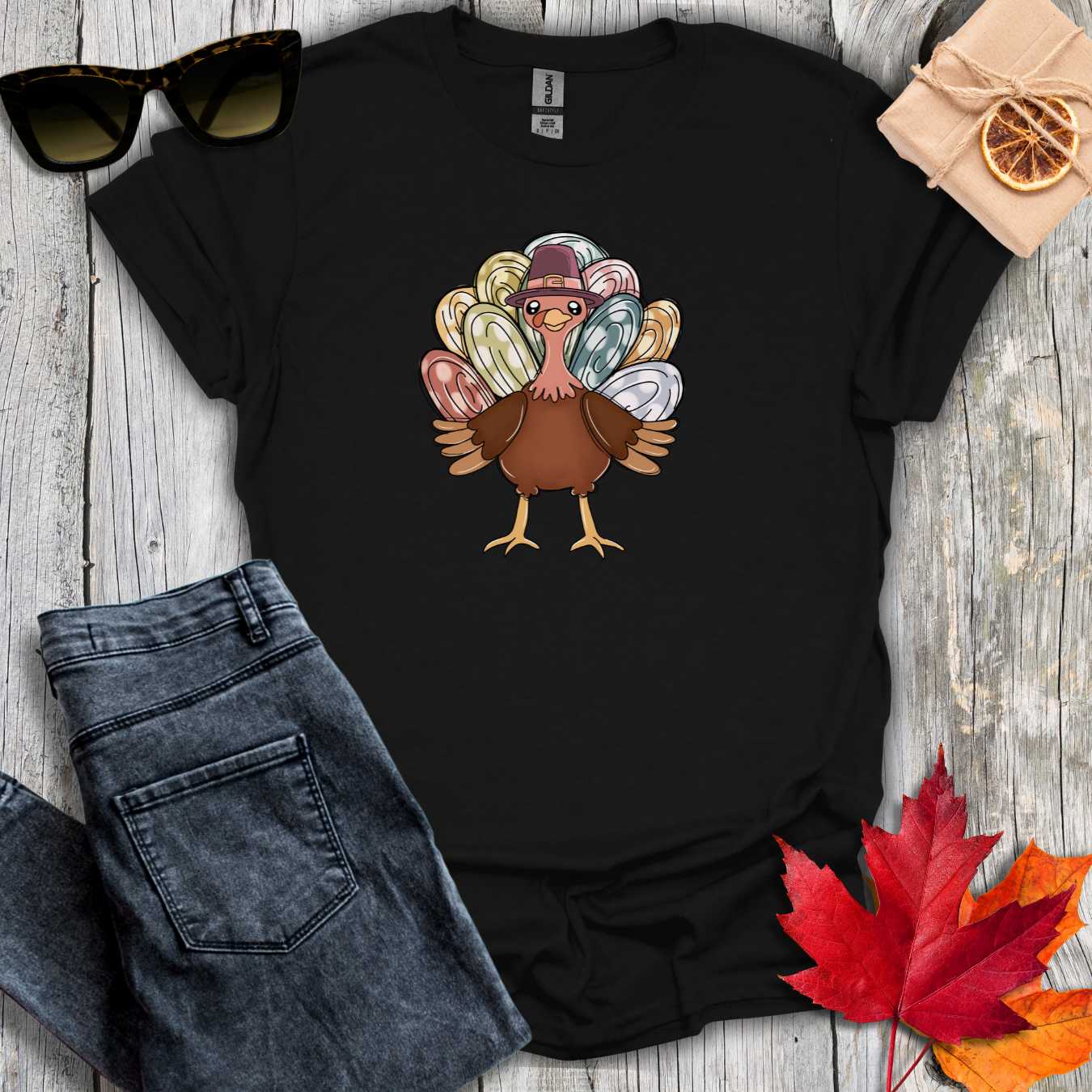 T-Shirt Black / S Turkey with Pastel Tee
