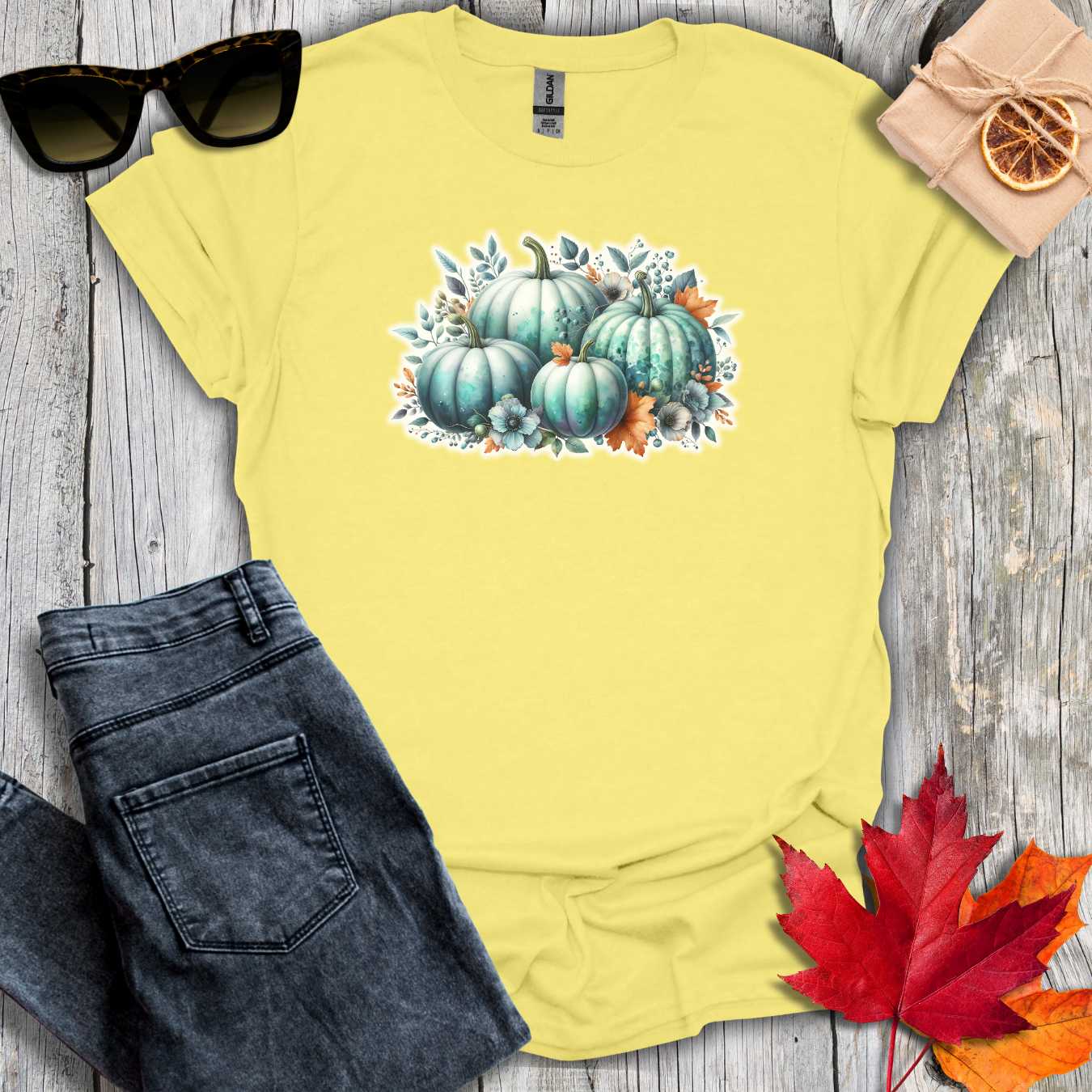 T-Shirt Cornsilk / S Four Pumpkins Tee