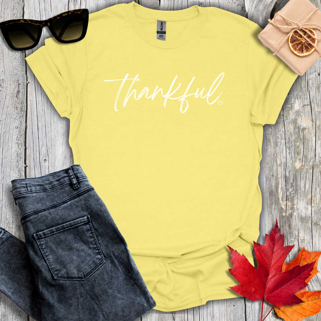 T-Shirt Cornsilk / S Thankful with Heart Tee