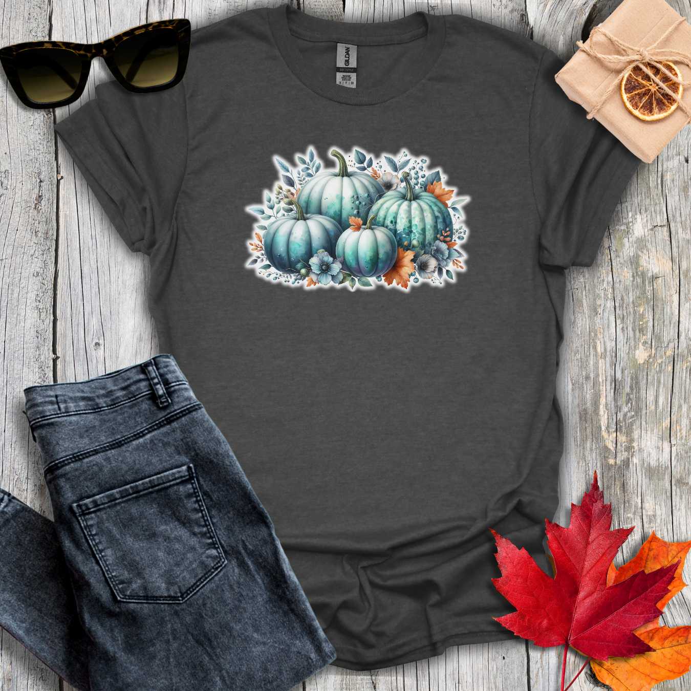 T-Shirt Dark Heather / S Four Pumpkins Tee