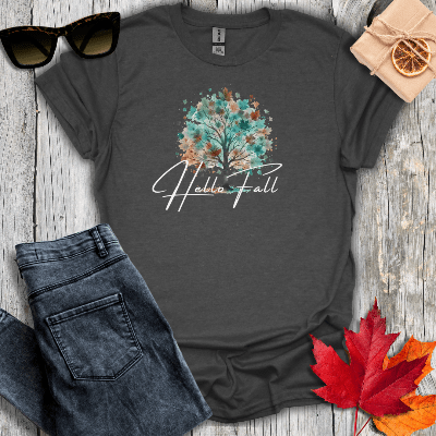T-Shirt Dark Heather / S Hello Fall Tree Tee