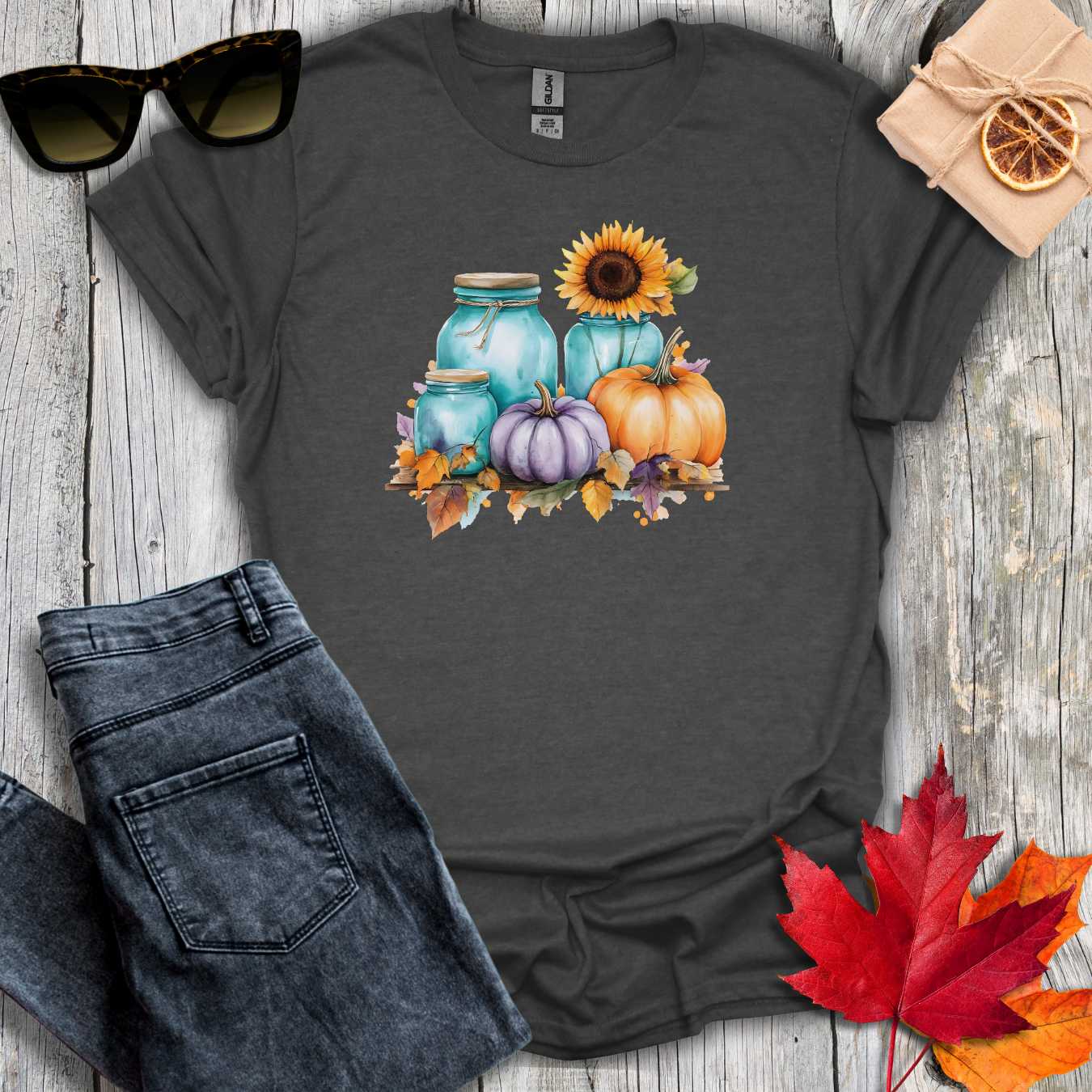 T-Shirt Dark Heather / S Mason Jars on Shelf Tee