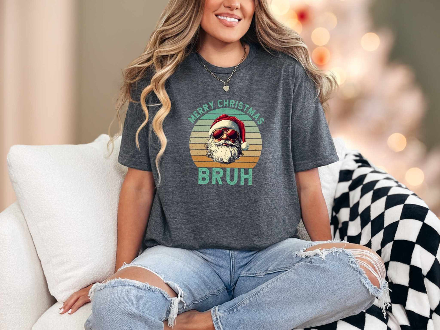 T-Shirt Dark Heather / S Merry Christmas Bruh Tee