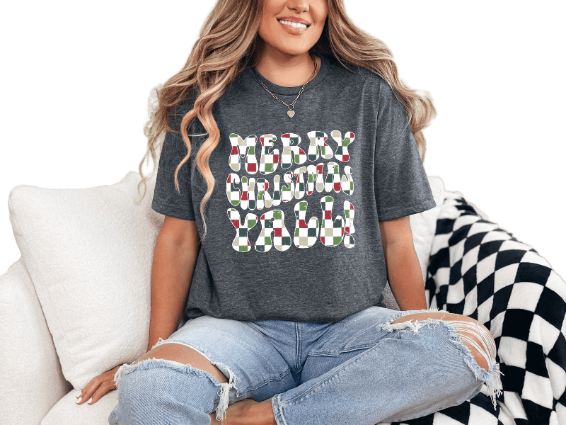 T-Shirt Dark Heather / S Merry Christmas Yall Tee