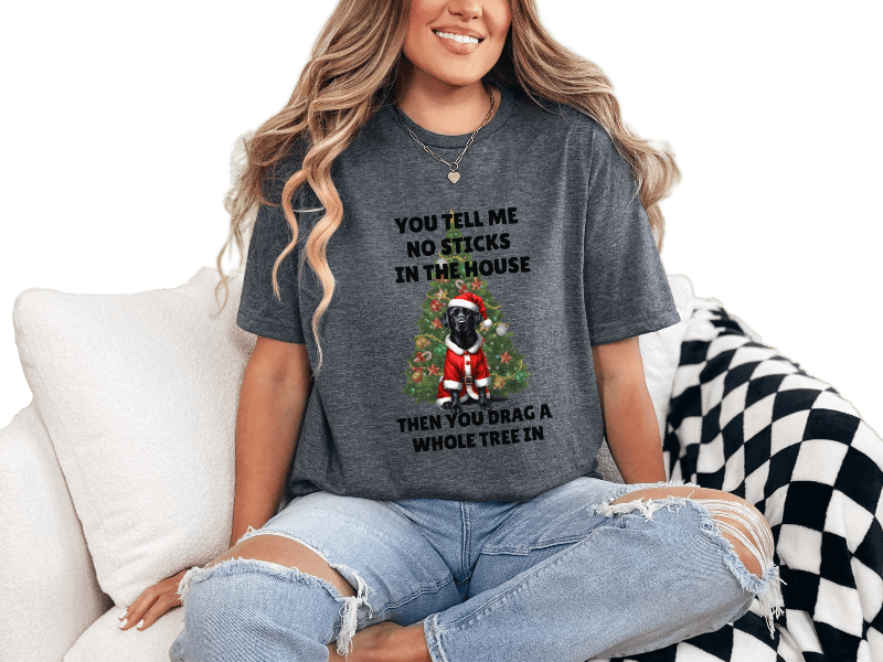 T-Shirt Dark Heather / S No Sticks Dog Tee