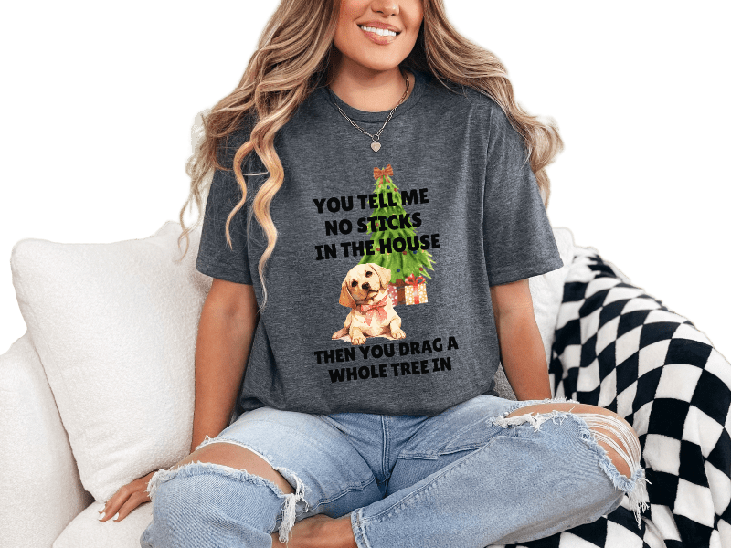 T-Shirt Dark Heather / S No Sticks Puppy Tee