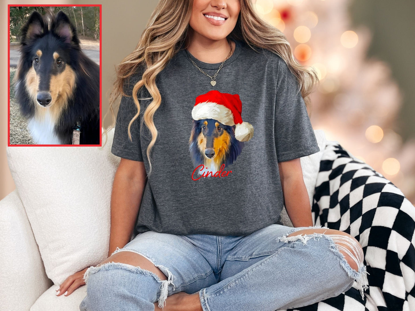 T-Shirt Dark Heather / S Personalized Christmas Pet Tee