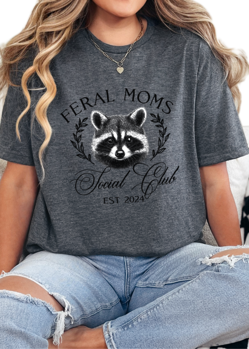 T-Shirt Dark Heather / S Personalized Feral Mom Tee