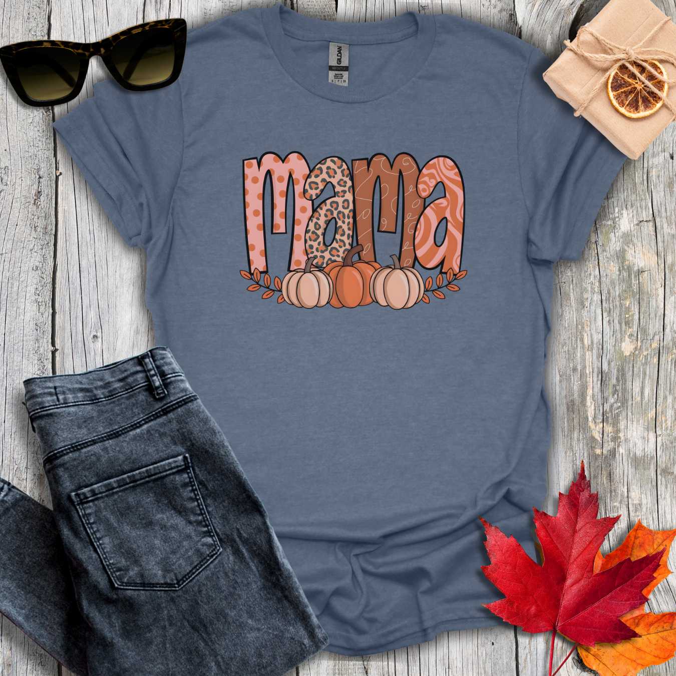 T-Shirt Heather Indigo / S Fall Mama Tee