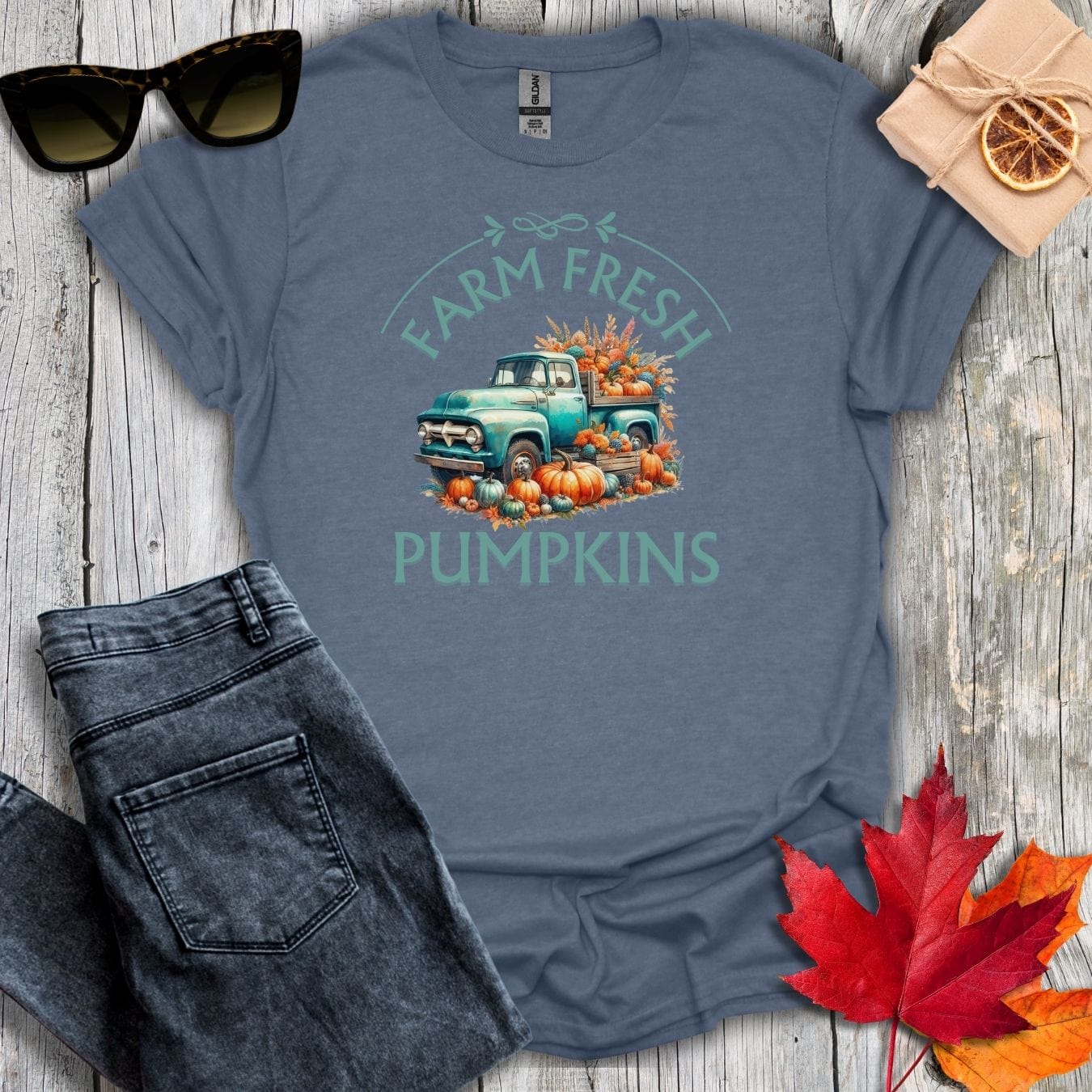 T-Shirt Heather Indigo / S Farm Fresh Pumpkins Tee