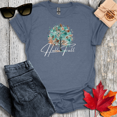 T-Shirt Heather Indigo / S Hello Fall Tree Tee