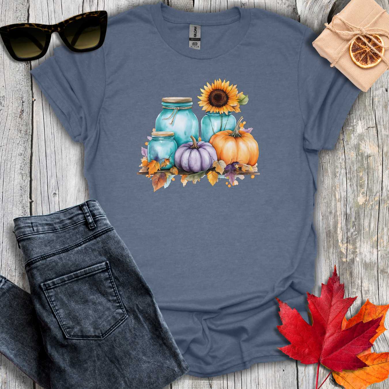 T-Shirt Heather Indigo / S Mason Jars on Shelf Tee