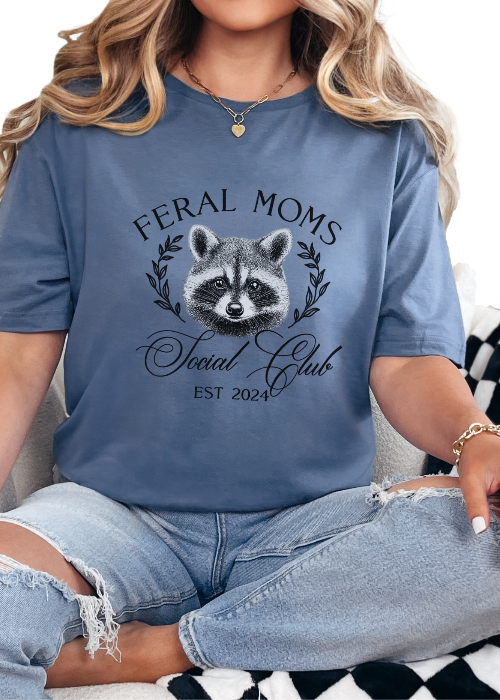 T-Shirt Heather Indigo / S Personalized Feral Mom Tee