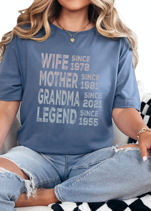 T-Shirt Heather Indigo / S Personalized Mother Grandma Legend Tee