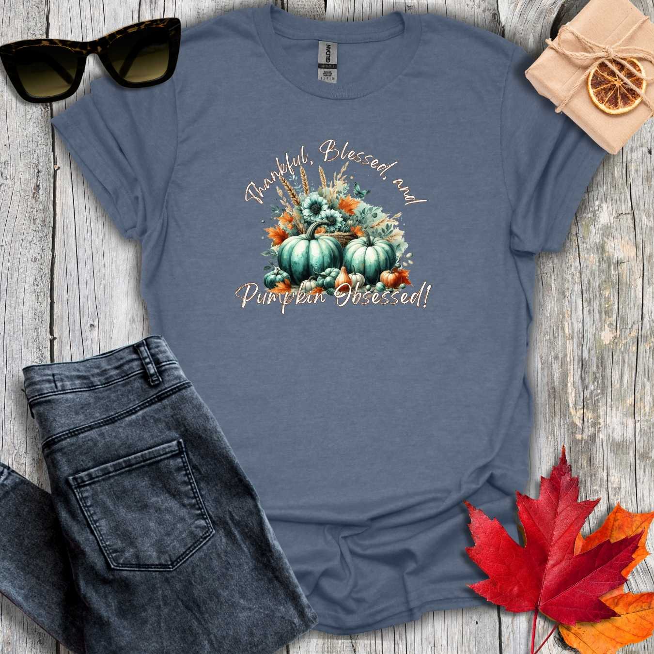 T-Shirt Heather Indigo / S Pumpkin Obsessed Tee