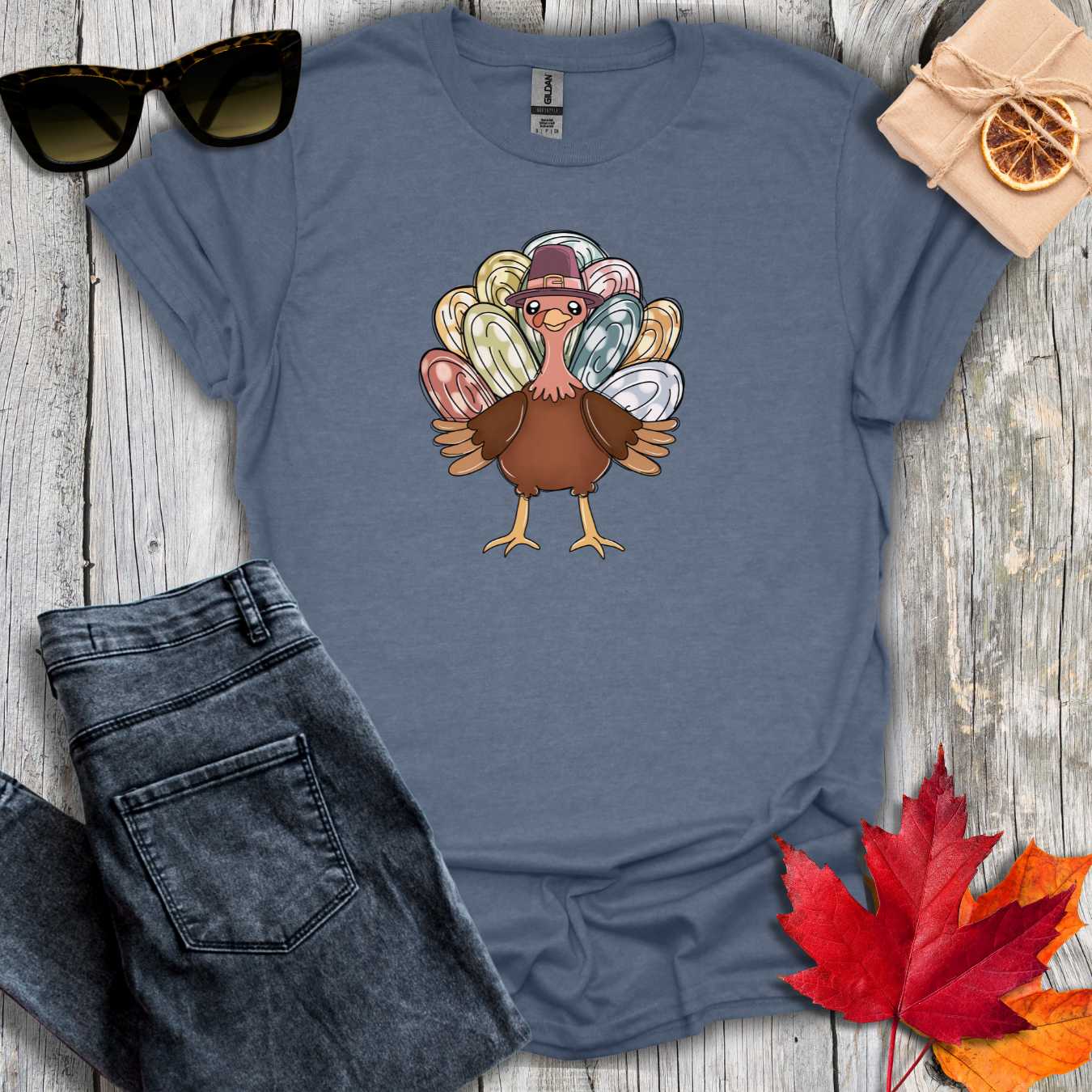 T-Shirt Heather Indigo / S Turkey with Pastel Tee