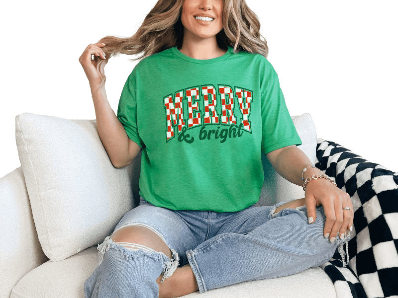 T-Shirt Heather Irish Green / S Merry & Bright Distressed