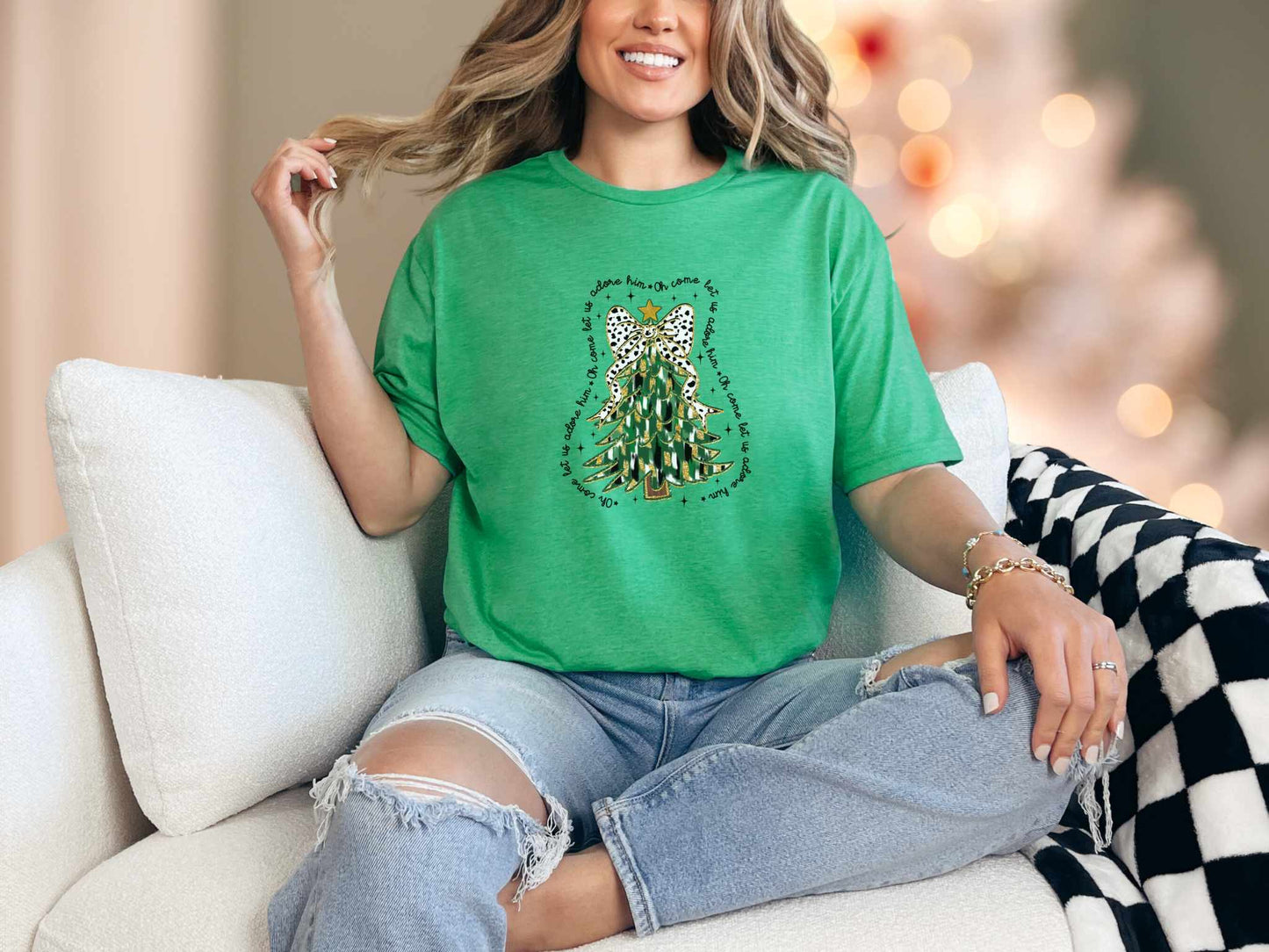 T-Shirt Heather Irish Green / S Oh Come Let Us Adore Him Tee