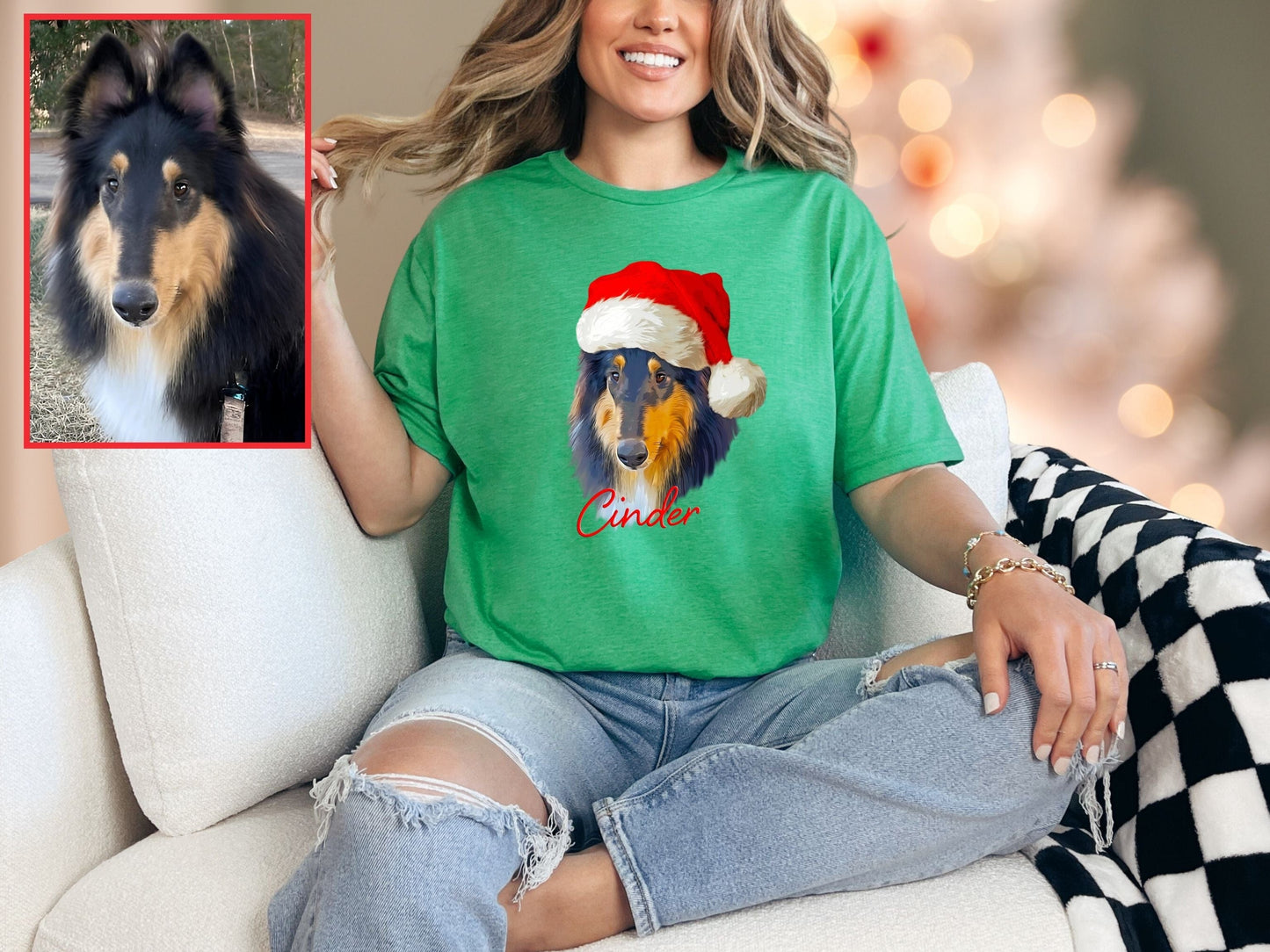 T-Shirt Heather Irish Green / S Personalized Christmas Pet Tee