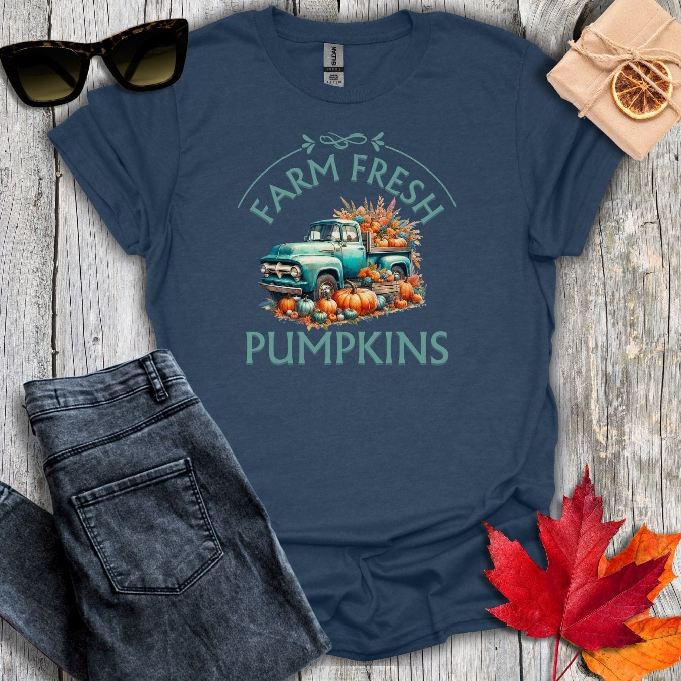T-Shirt Heather Navy / S Farm Fresh Pumpkins Tee