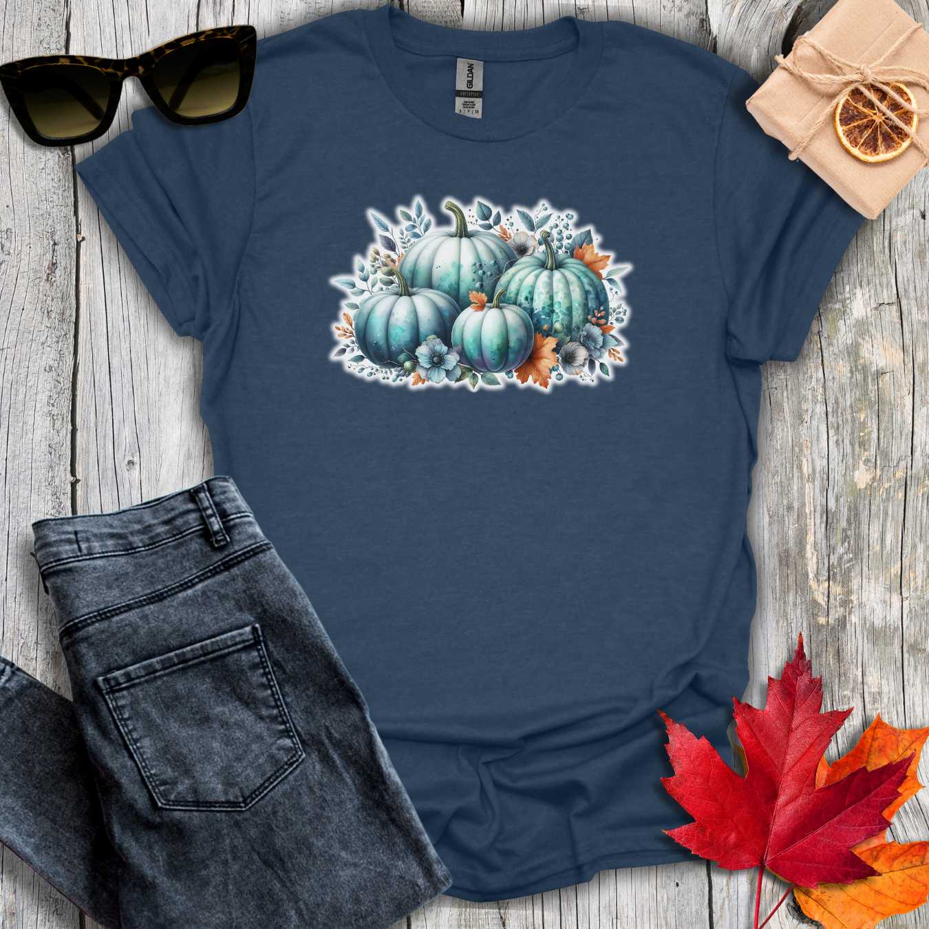 T-Shirt Heather Navy / S Four Pumpkins Tee