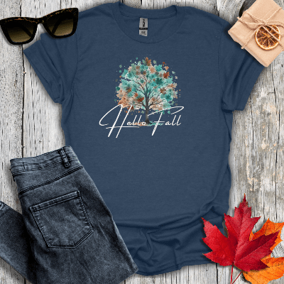 T-Shirt Heather Navy / S Hello Fall Tree Tee