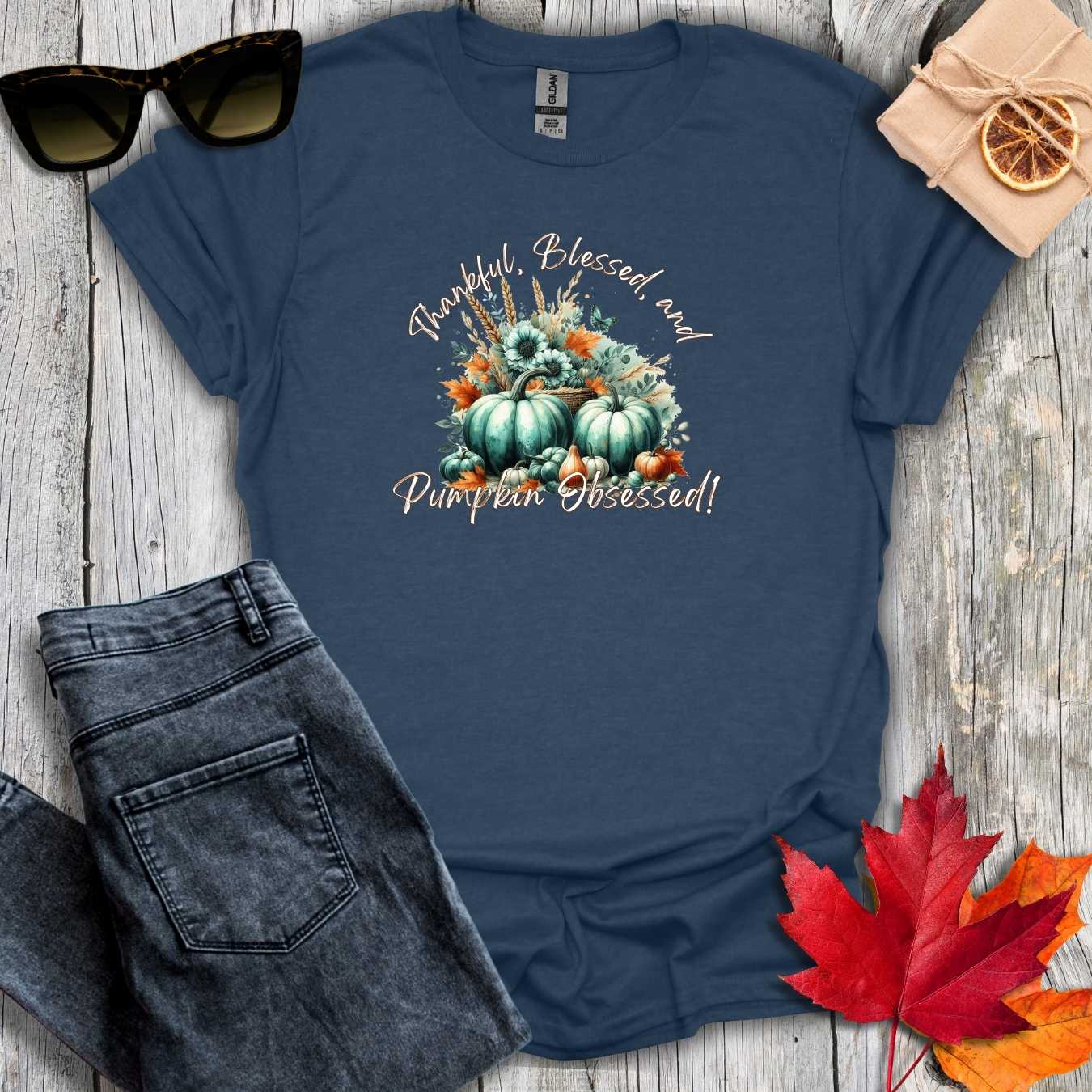T-Shirt Heather Navy / S Pumpkin Obsessed Tee