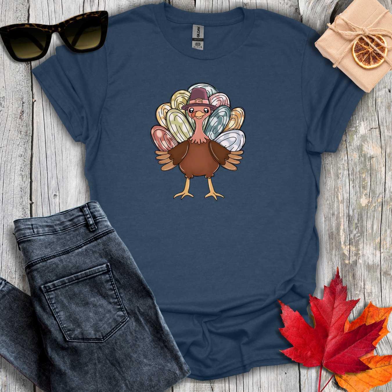T-Shirt Heather Navy / S Turkey with Pastel Tee