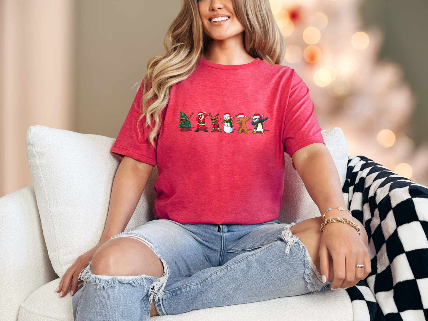 T-Shirt Heather Red / S Christmas Dabbing Tee