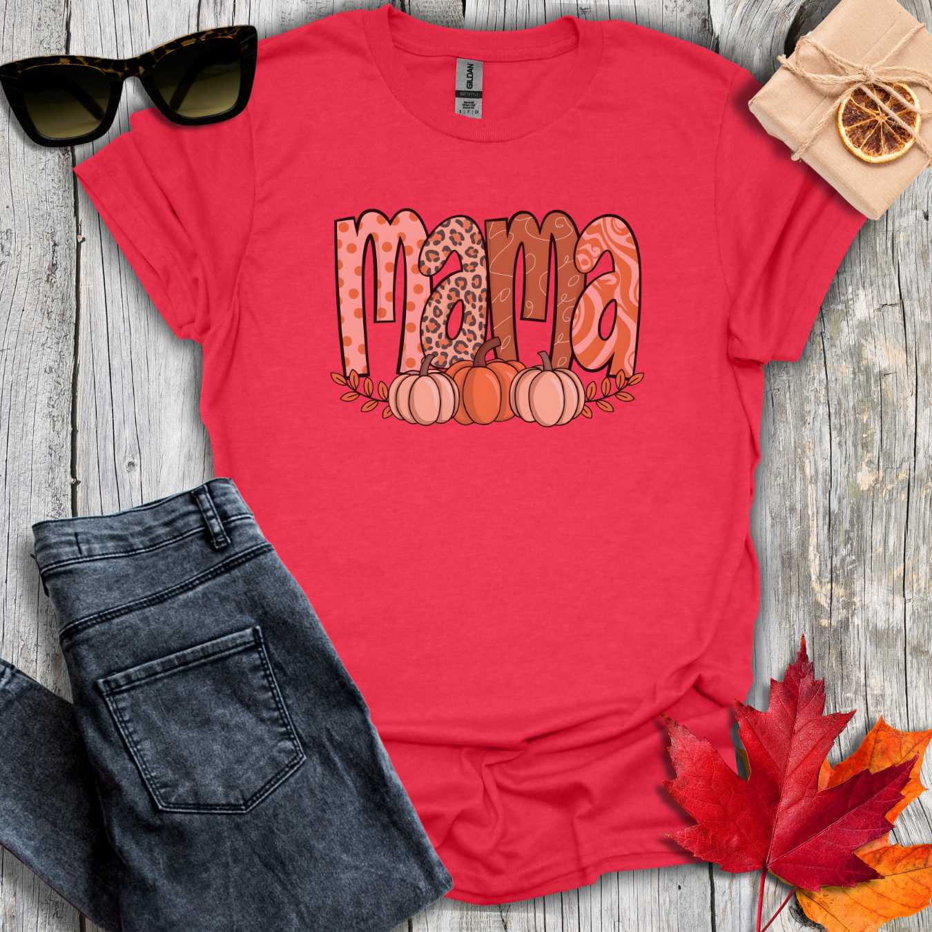 T-Shirt Heather Red / S Fall Mama Tee