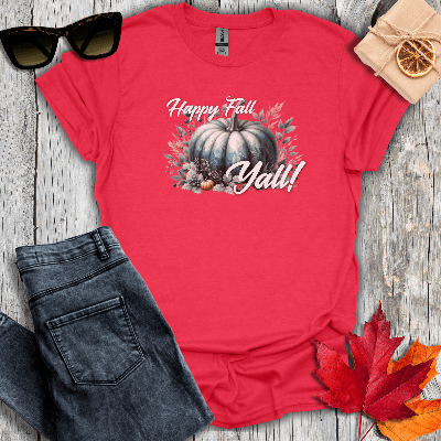 T-Shirt Heather Red / S Happy Fall Yall Tee
