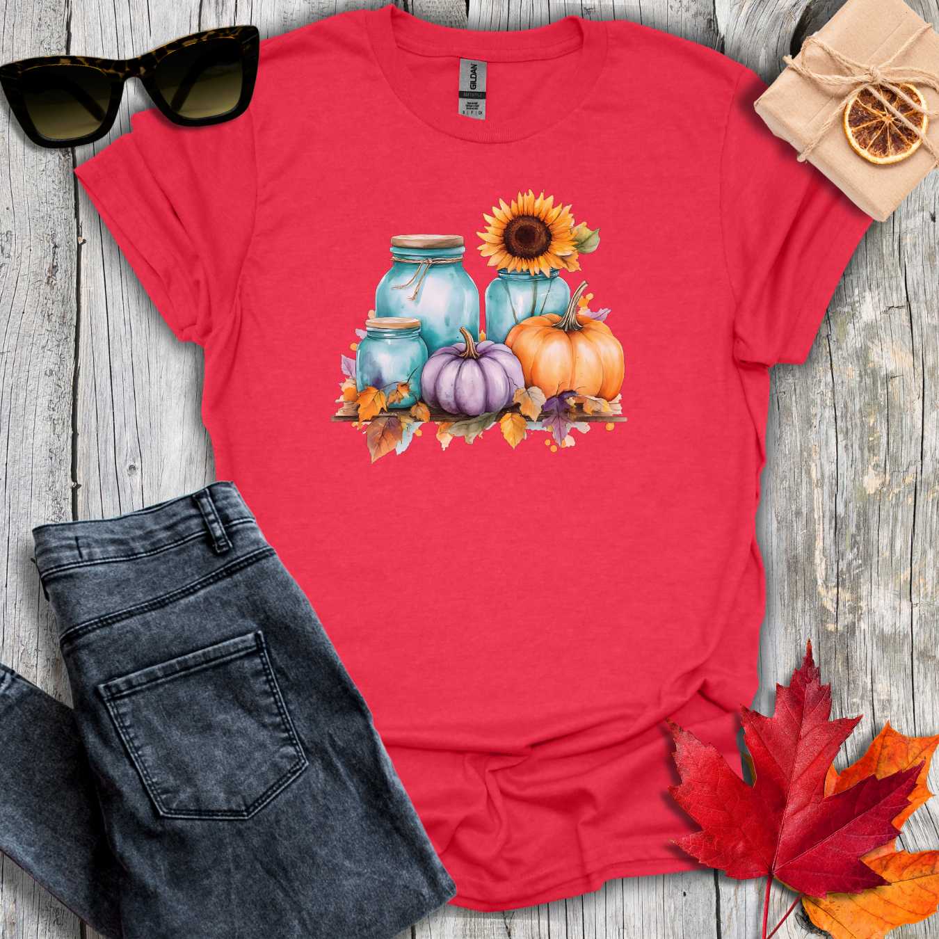 T-Shirt Heather Red / S Mason Jars on Shelf Tee