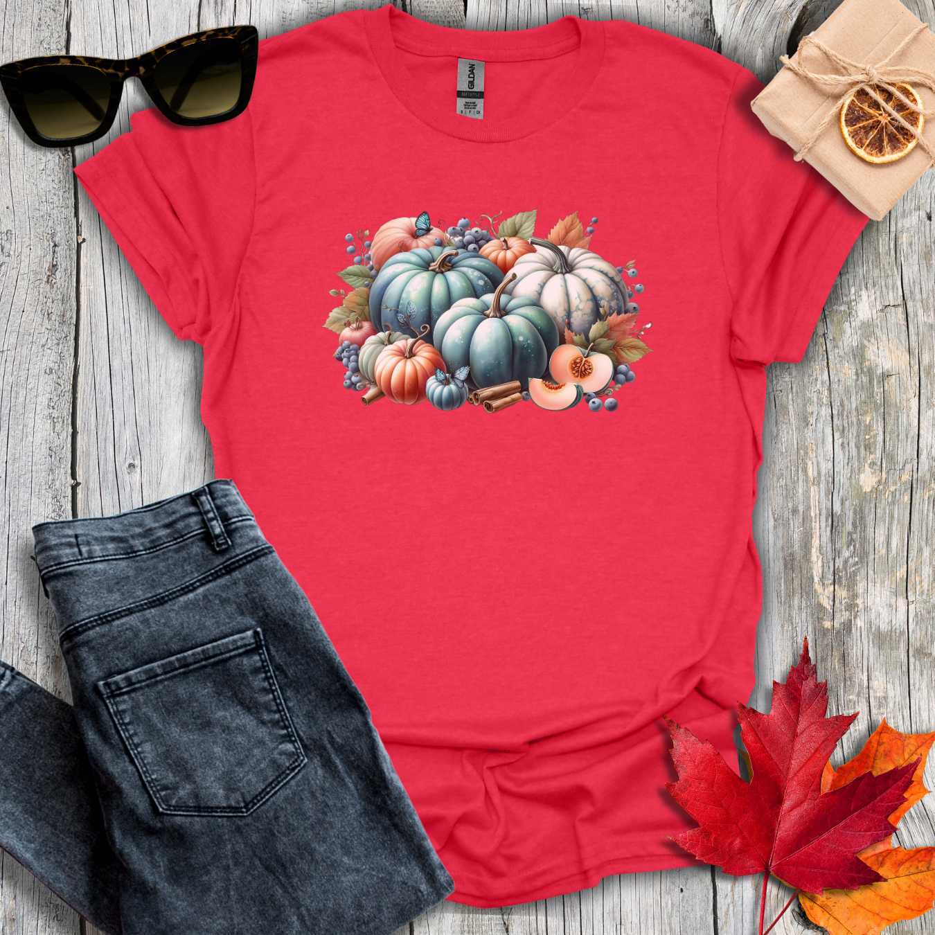 T-Shirt Heather Red / S Pumpkins and Blueberries Tee
