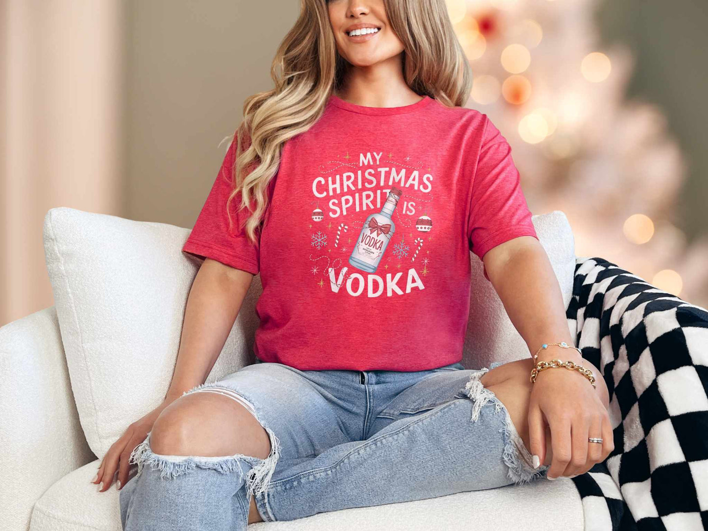 T-Shirt Heather Red / S Vodka Christmas Spirit Tee