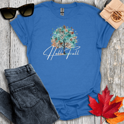 T-Shirt Heather Royal / S Hello Fall Tree Tee