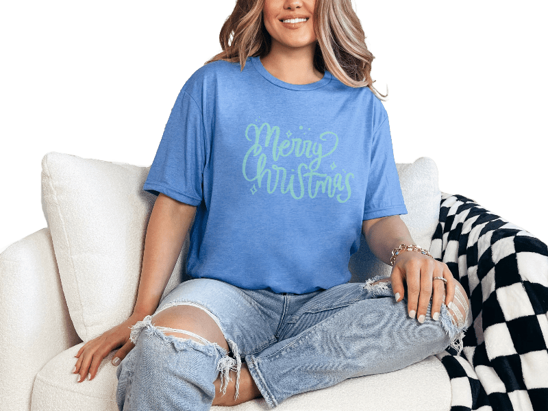 T-Shirt Heather Royal / S Merry Christmas Brush Script Tee