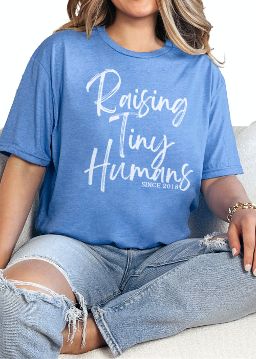 T-Shirt Heather Royal / S Personalized Raising Tiny Humans Tee