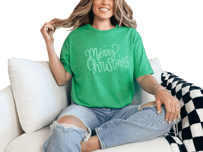T-Shirt Irish Green / S Merry Christmas Brush Script Tee