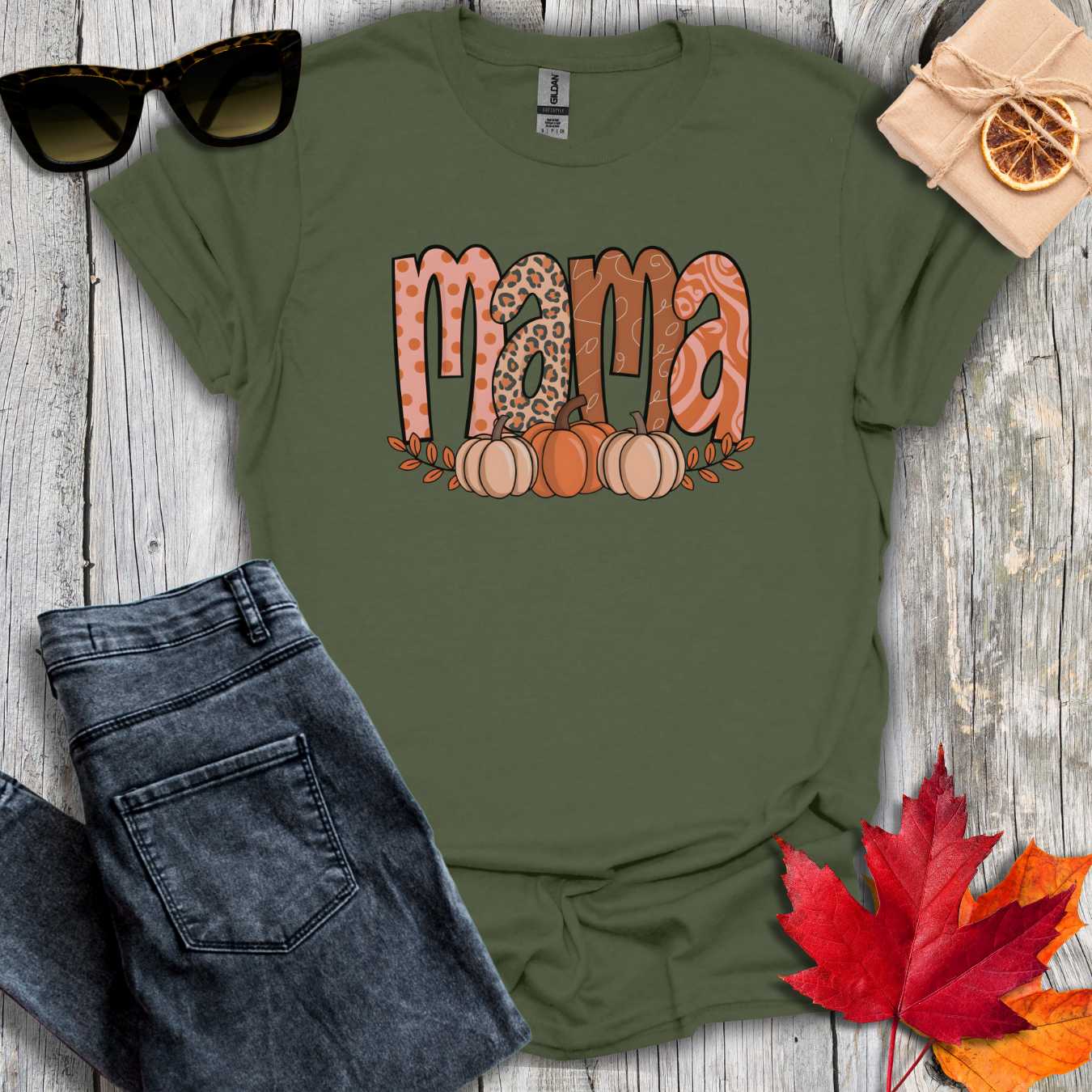 T-Shirt Military Green / S Fall Mama Tee