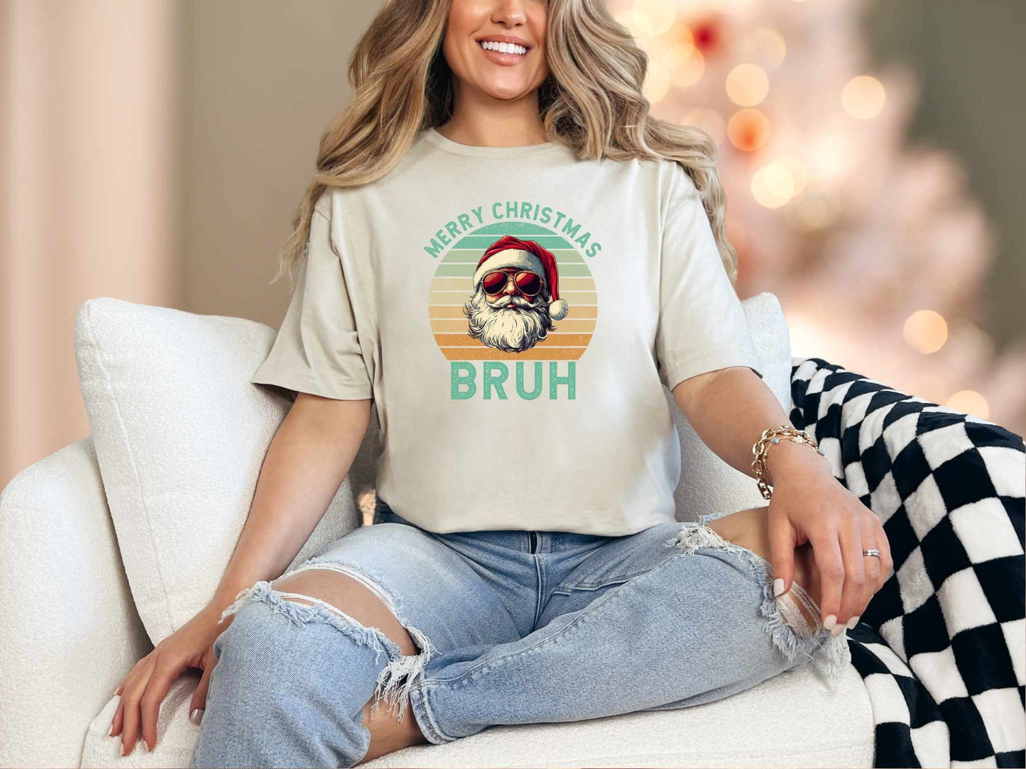 T-Shirt Sand / S Merry Christmas Bruh Tee