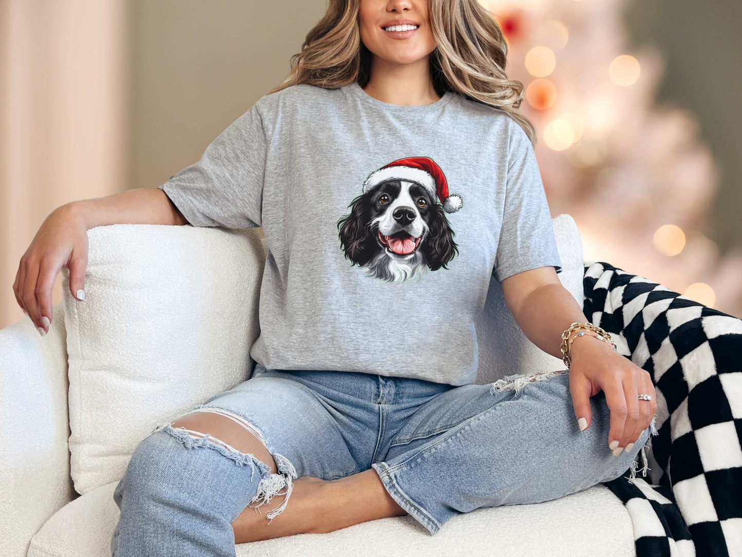 T-Shirt Sport Grey / S Black and White Springer Spaniel Tee