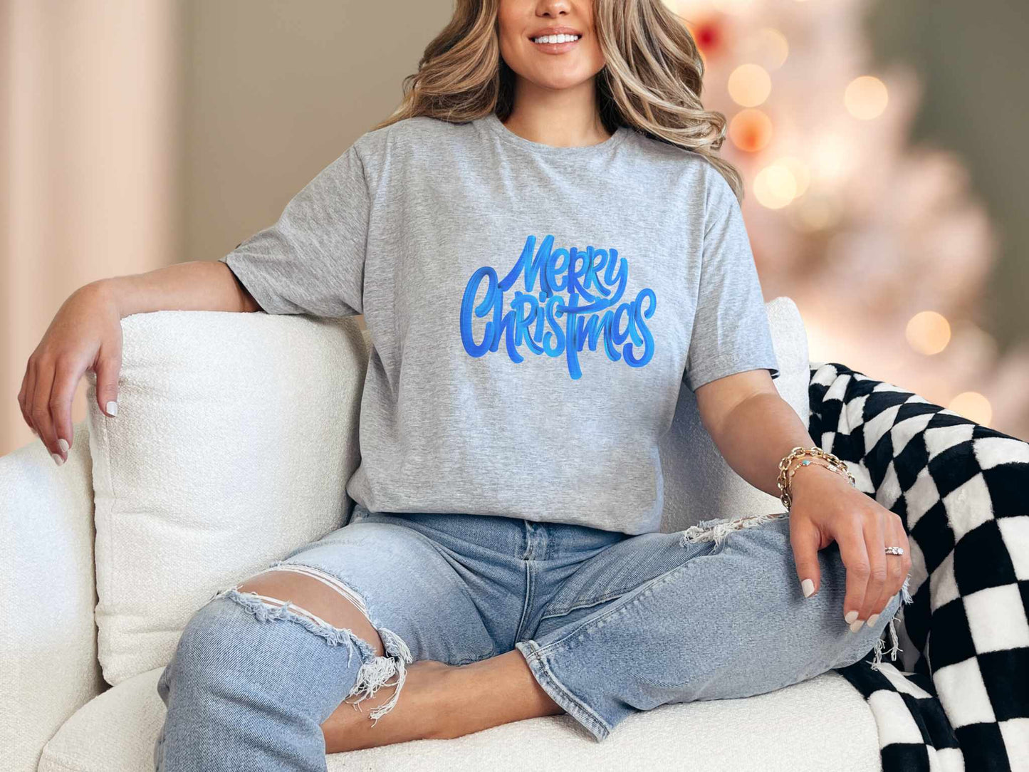 T-Shirt Sport Grey / S Blue Merry Christmas Tee